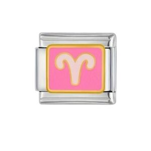 Italian Charmlink Aries Sign Horoscope Zodiac for DIY‎ Charm Bracelet 9mm